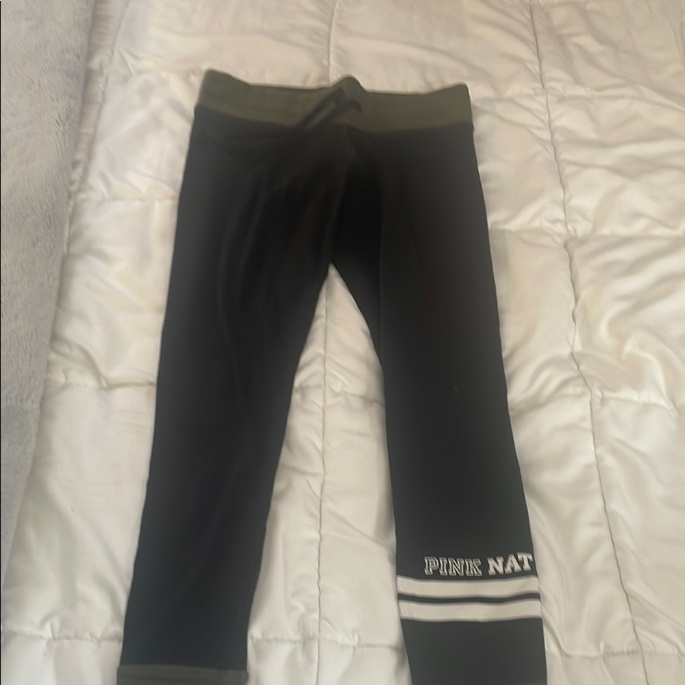 Victoria's Secret Black and Green Kids Leggings Small Pink VS